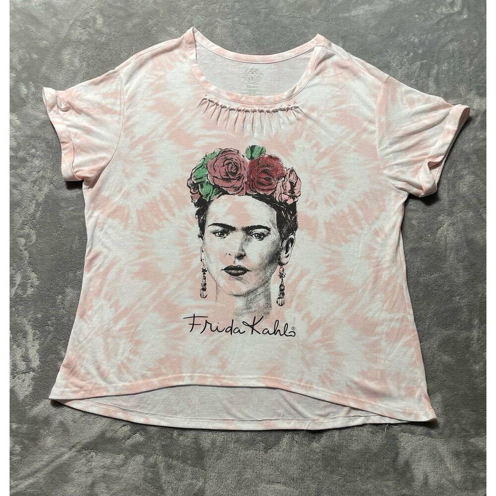 Frida Kahlo Graphic Short Sleeve T-shirt Women’s Size 3XL Pink & White